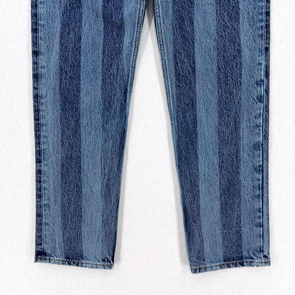 RE/DONE Jeans Womens 26 Blue Stovepipe Stripes Wash High Rise Slim Straight - Picture 6 of 14